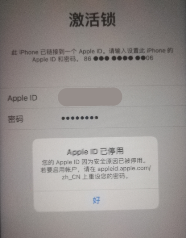 道里苹果手机维修分享iPhone 12 出现提示“Apple ID 已停用”怎么办 