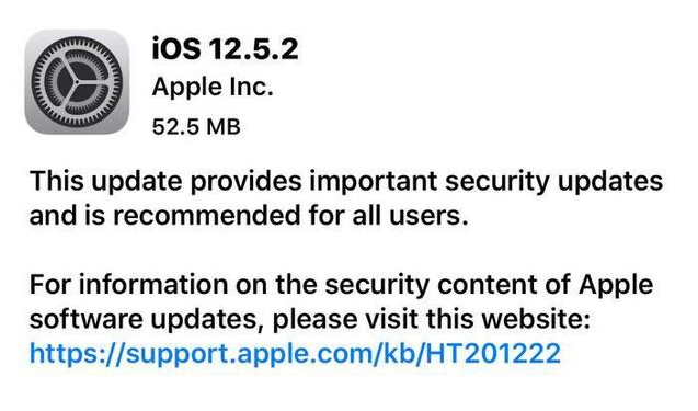 道里苹果手机维修分享iOS12.5.2发布，建议所有老苹果用户安装 